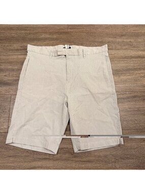 Reiss Chino Shorts  Blue Textured Stripe Southwold Mens 34 Stretch